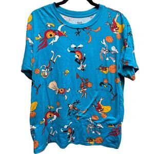 Space Jam Looney Tunes A New Legacy Blue GraphicT-Shirt Size L‎
